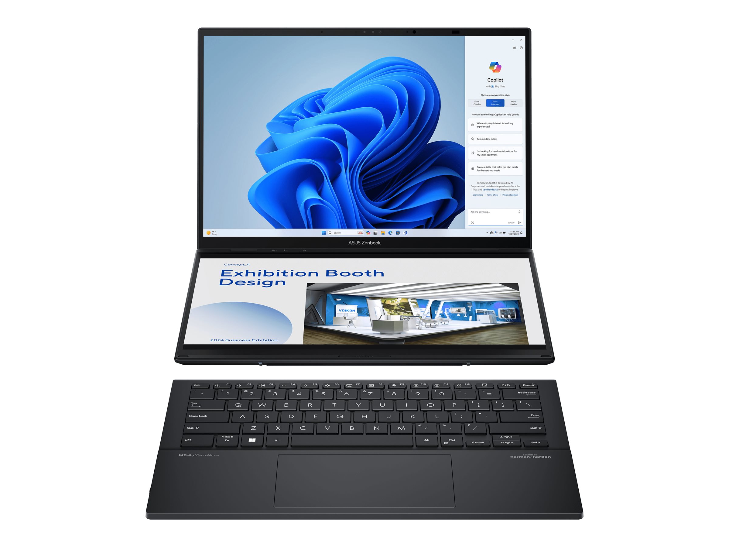 ASUS Zenbook Duo OLED UX8406MA-PZ058X - Mit abnehmbarer Tastatur - Intel Ultra 9 185H / 2.3 GHz - Evo - Win 11 Pro - Intel Arc Graphics - 32 GB RAM - 2 TB SSD NVMe - 35.6 cm (14)