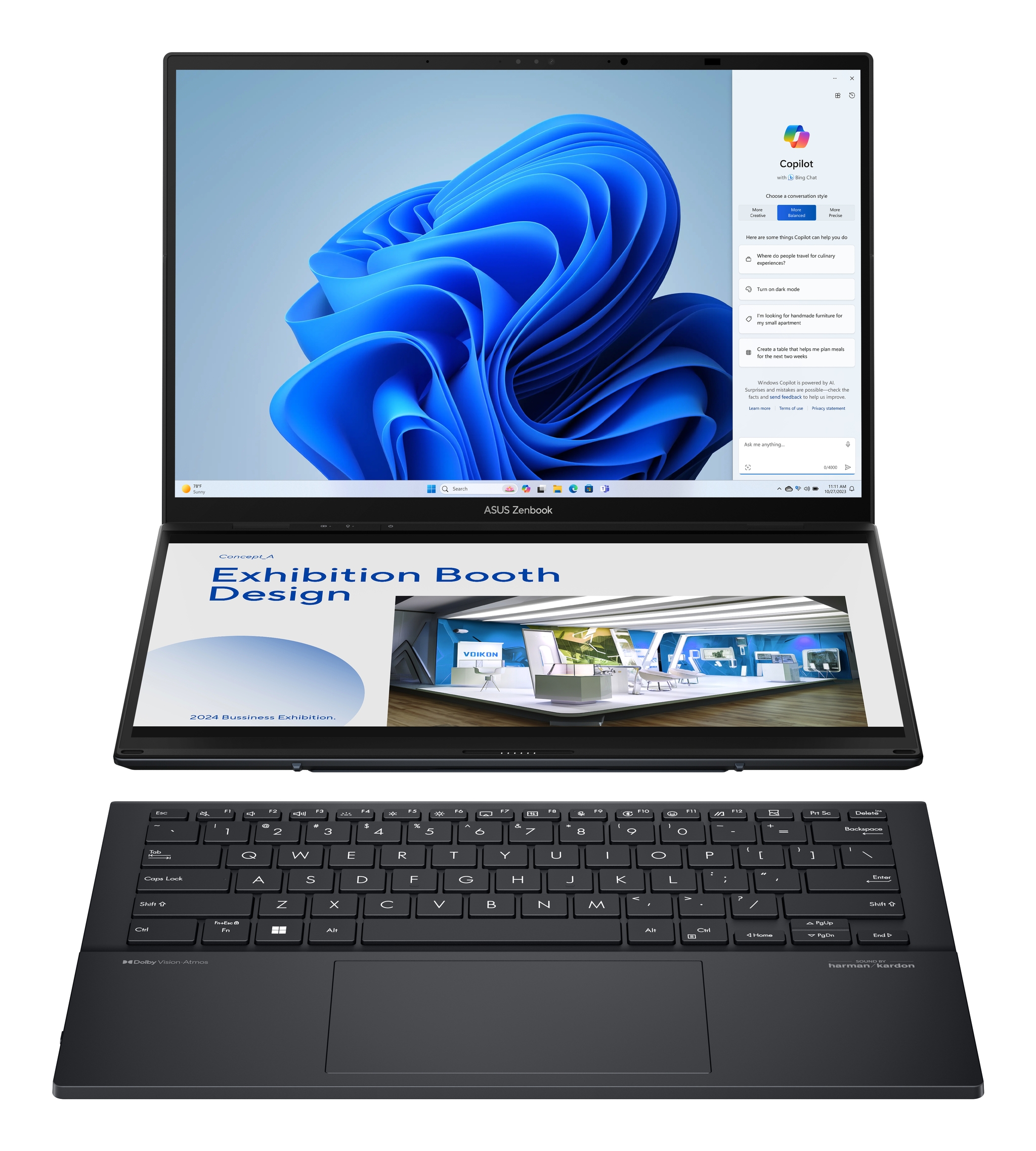 ASUS Zenbook Duo UX8406MA-PZ058X Intel Core Ultra 9 185H Hbrido (2-en-1) 35,6 cm (14) Pantalla tctil 3K 32 GB LPDDR5x-SDRAM 2 TB SSD Wi-Fi 6E (802.11ax) Windows 11 Pro Gris