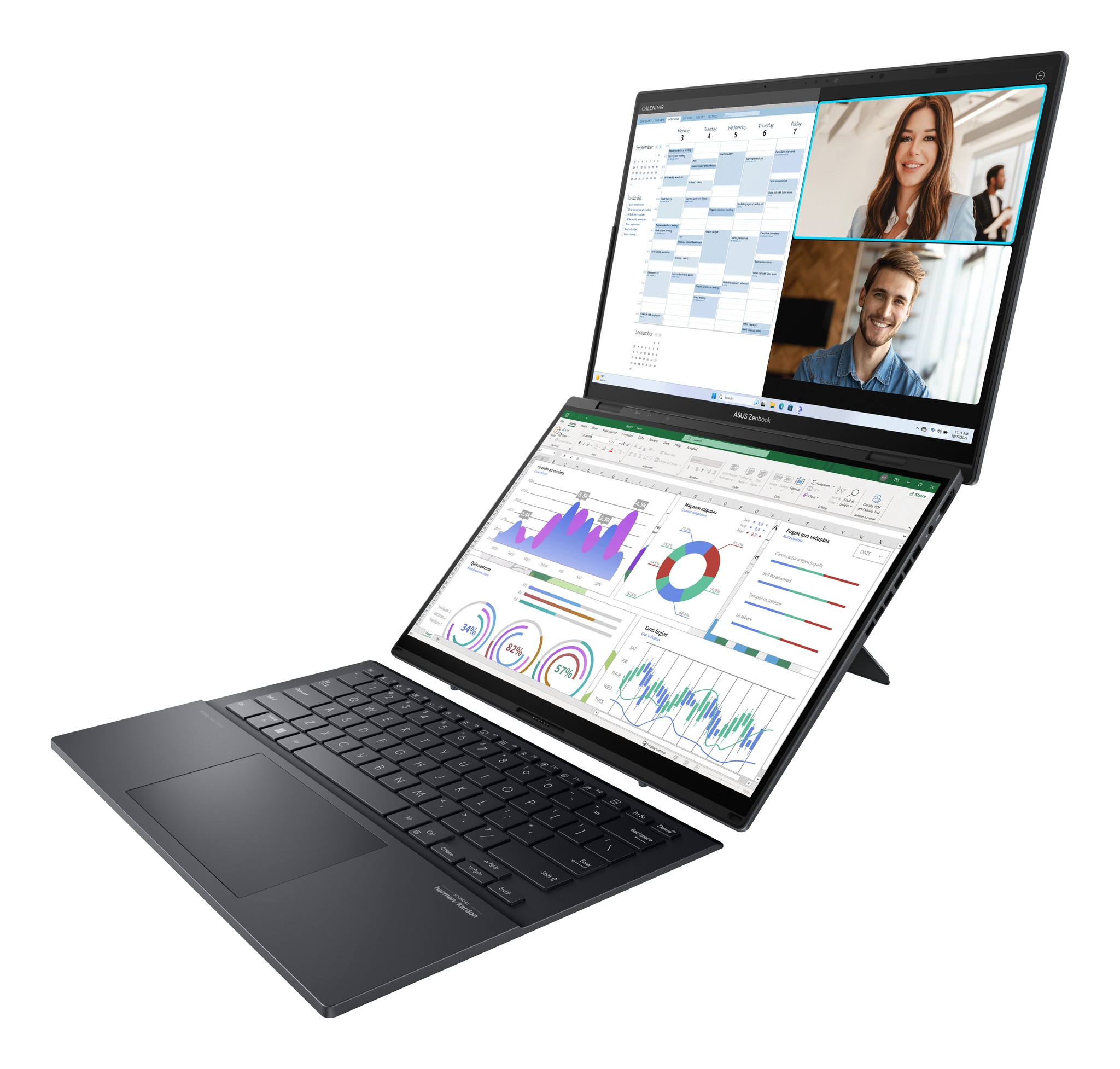 ASUS Zenbook Duo UX8406MA-PZ058X Intel Core Ultra 9 185H Hbrido (2-en-1) 35,6 cm (14) Pantalla tctil 3K 32 GB LPDDR5x-SDRAM 2 TB SSD Wi-Fi 6E (802.11ax) Windows 11 Pro Gris