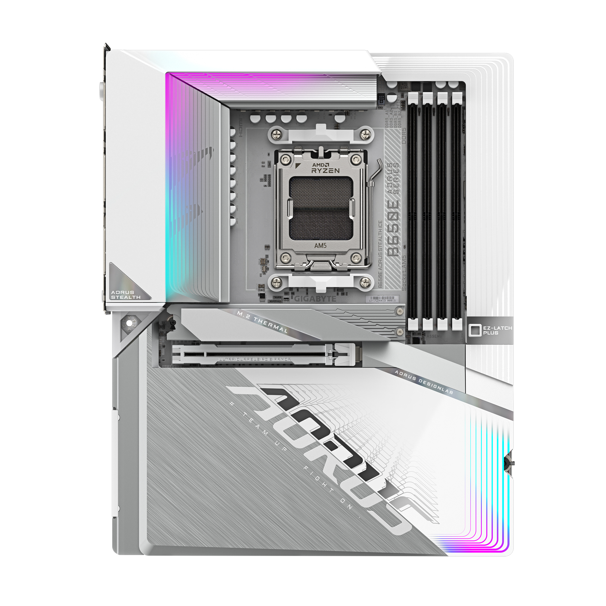 Gigabyte AORUS B650E STEALTH ICE - Motherboard - ATX - Socket AM5 - AMD B650 Chipsatz - USB-C 3.2 Gen2, USB 3.2 Gen 2, USB 3.2 Gen 1, USB-C 3.2 Gen 2x2 - 2.5 Gigabit LAN, Wi-Fi 7, Bluetooth - Onboard-Grafik (CPU erforderlich)