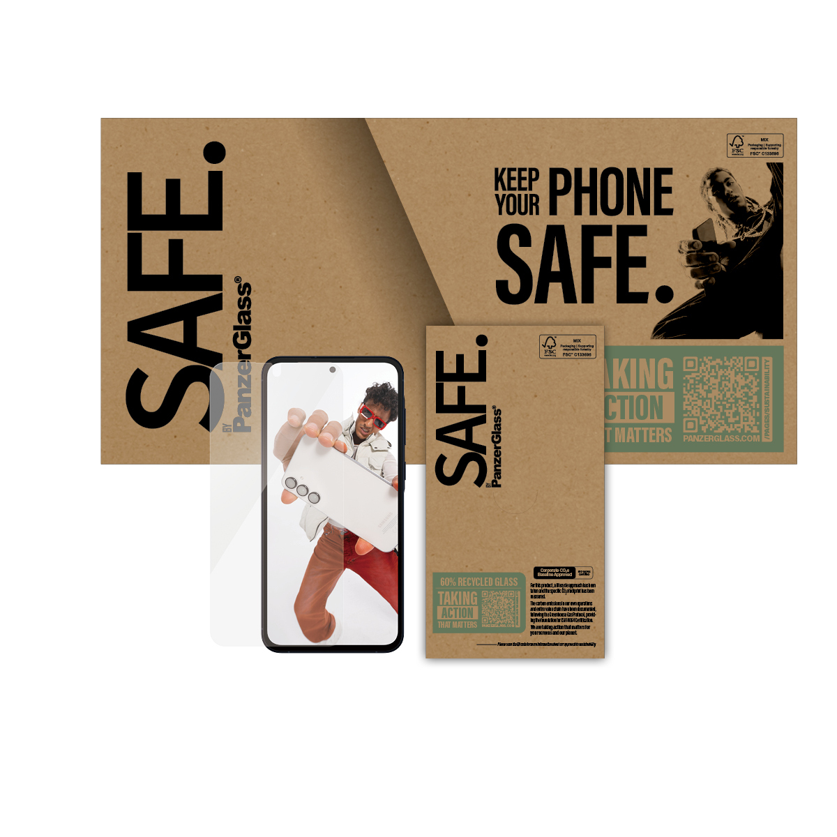 PanzerGlass SAFE. by � Screen Protector Galaxy S24 FE | A36 5G | A56 5G | Ultra-Wide Fit