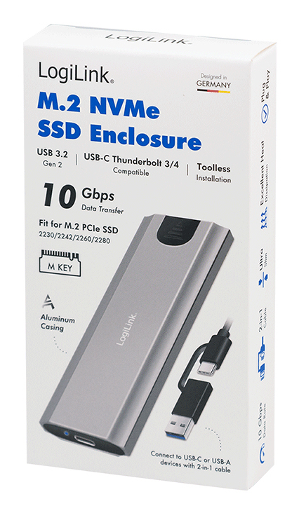 LogiLink UA0439 storage drive enclosure SSD enclosure Grey M.2