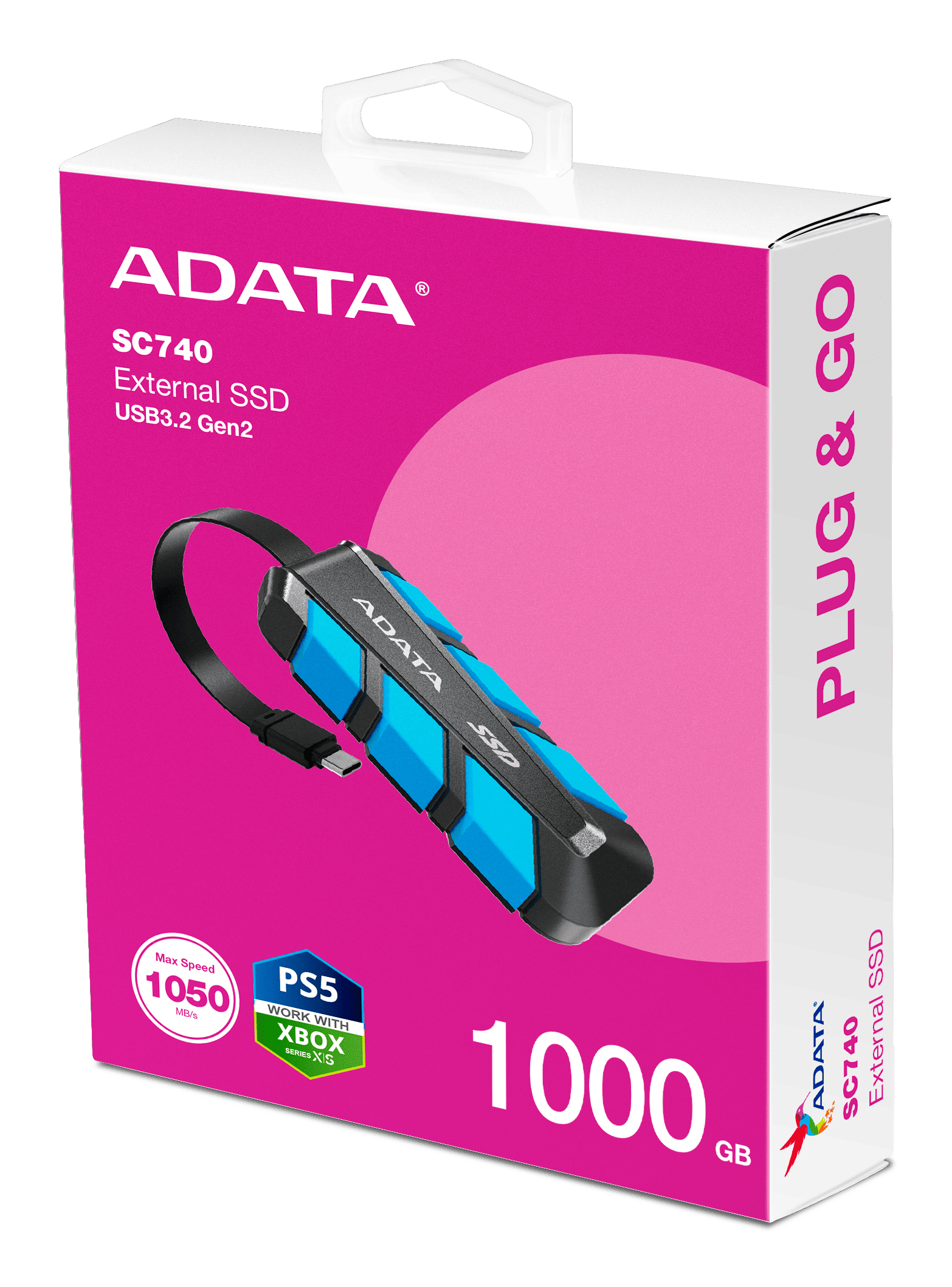 ADATA Externe SSD SC740 Plug&Go blue 1050/1000 MIL.STD