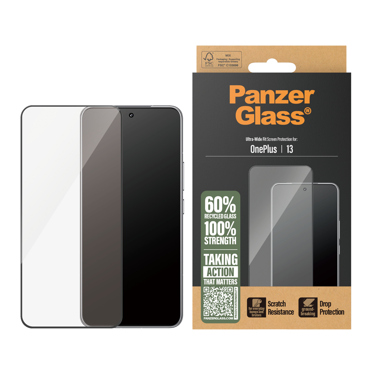 PanzerGlass � Screen Protector w. Black Frame OnePlus 13 | Ultra-Wide Fit