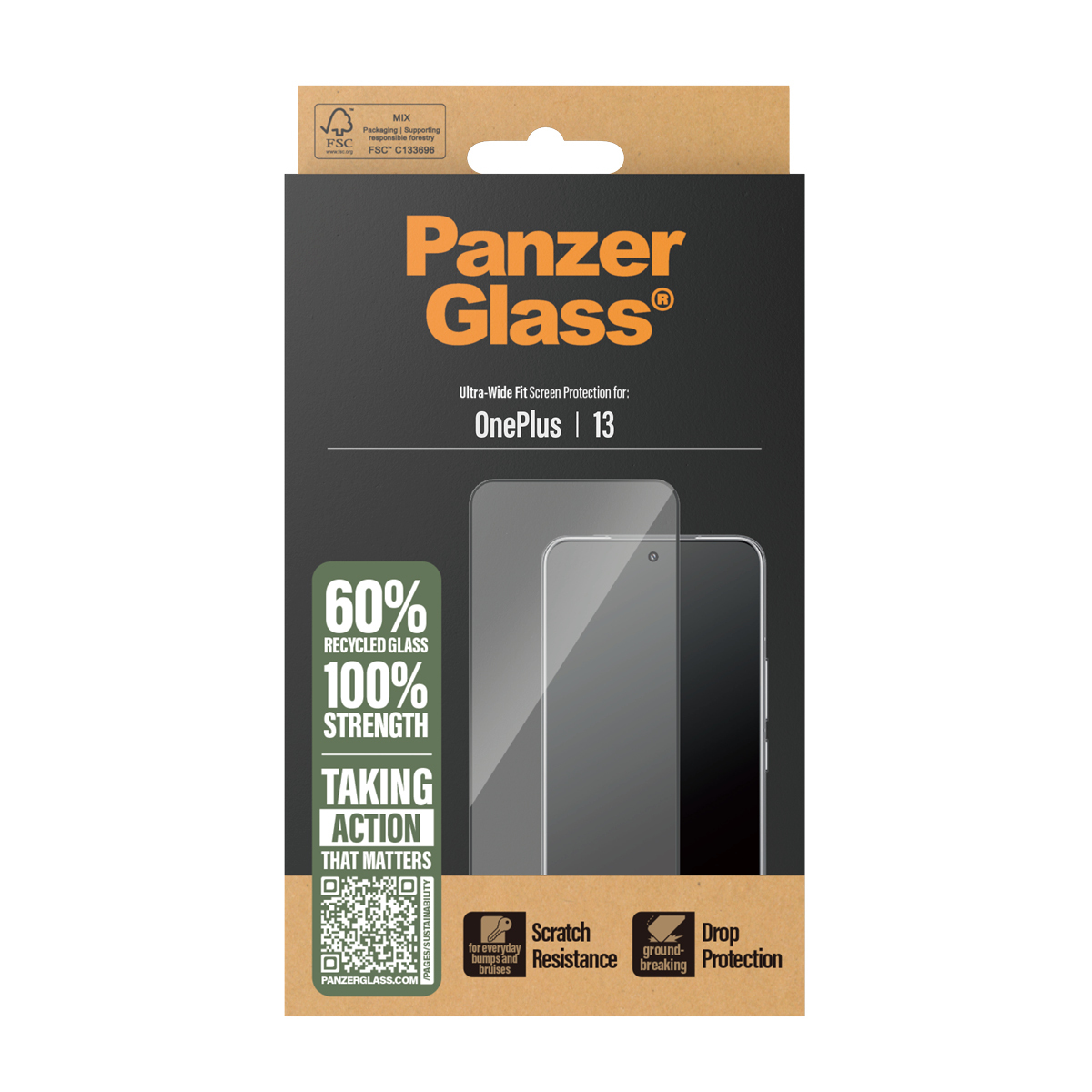 PanzerGlass � Screen Protector w. Black Frame OnePlus 13 | Ultra-Wide Fit
