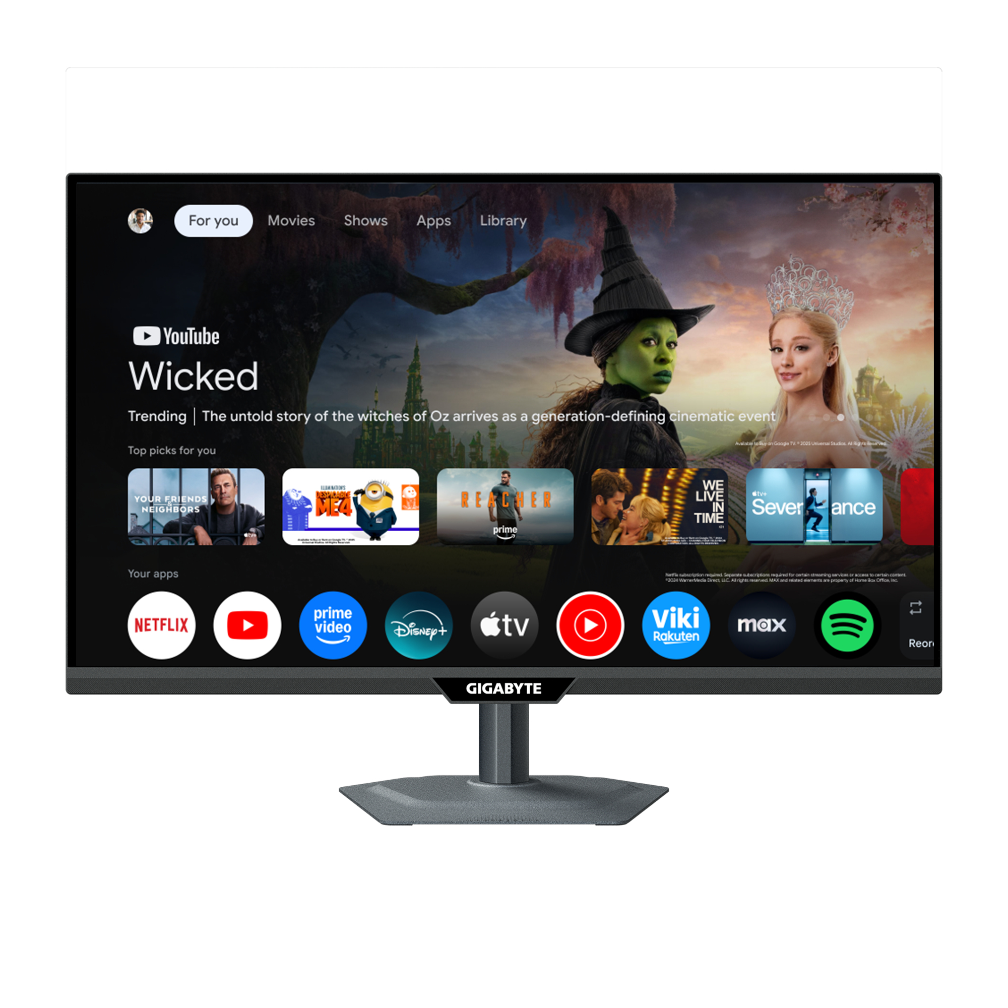 GIGABYTE M27QS Monitor Smart 27 2K QHD - Google TV, Display wireless, 2560 x 1440, 180Hz, 1ms, 350 cd/m�, FreeSync, Display HDR400, HDMI 2.0, DisplayPort 1.4