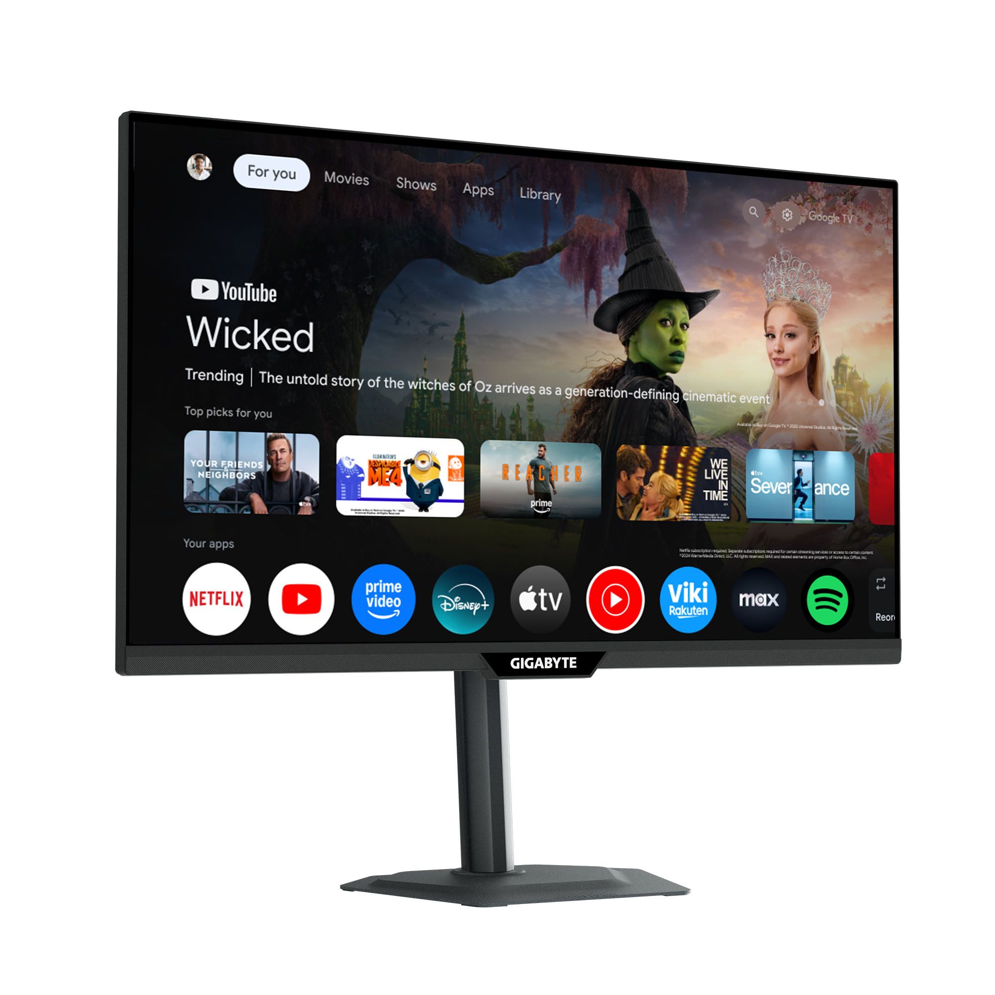 GIGABYTE M27QS Monitor Smart 27 2K QHD - Google TV, Display wireless, 2560 x 1440, 180Hz, 1ms, 350 cd/m�, FreeSync, Display HDR400, HDMI 2.0, DisplayPort 1.4