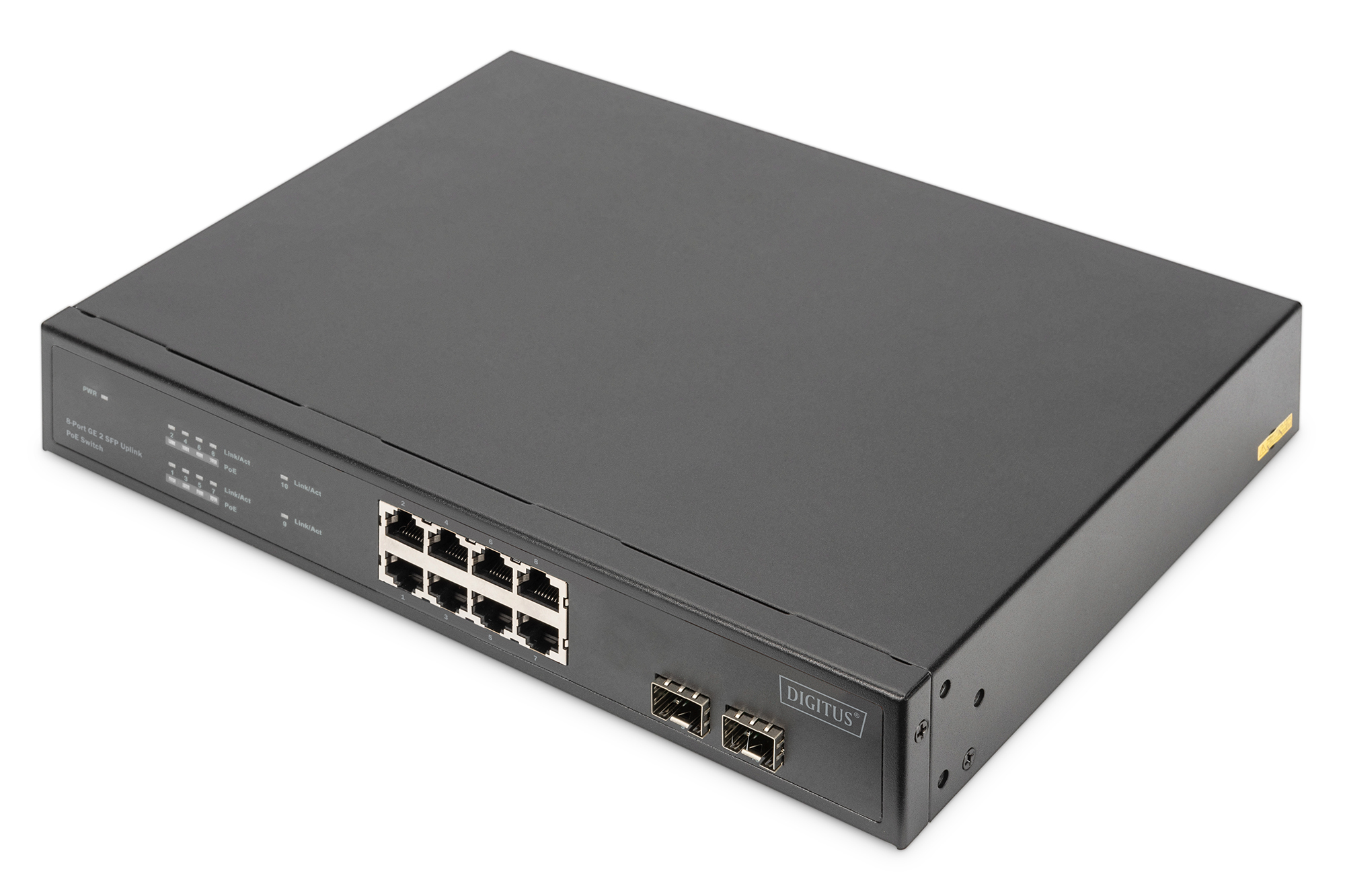 Digitus Switch PoE Gigabit Ethernet 8 porte con 2 porte SFP UPLINK, power budget 140W