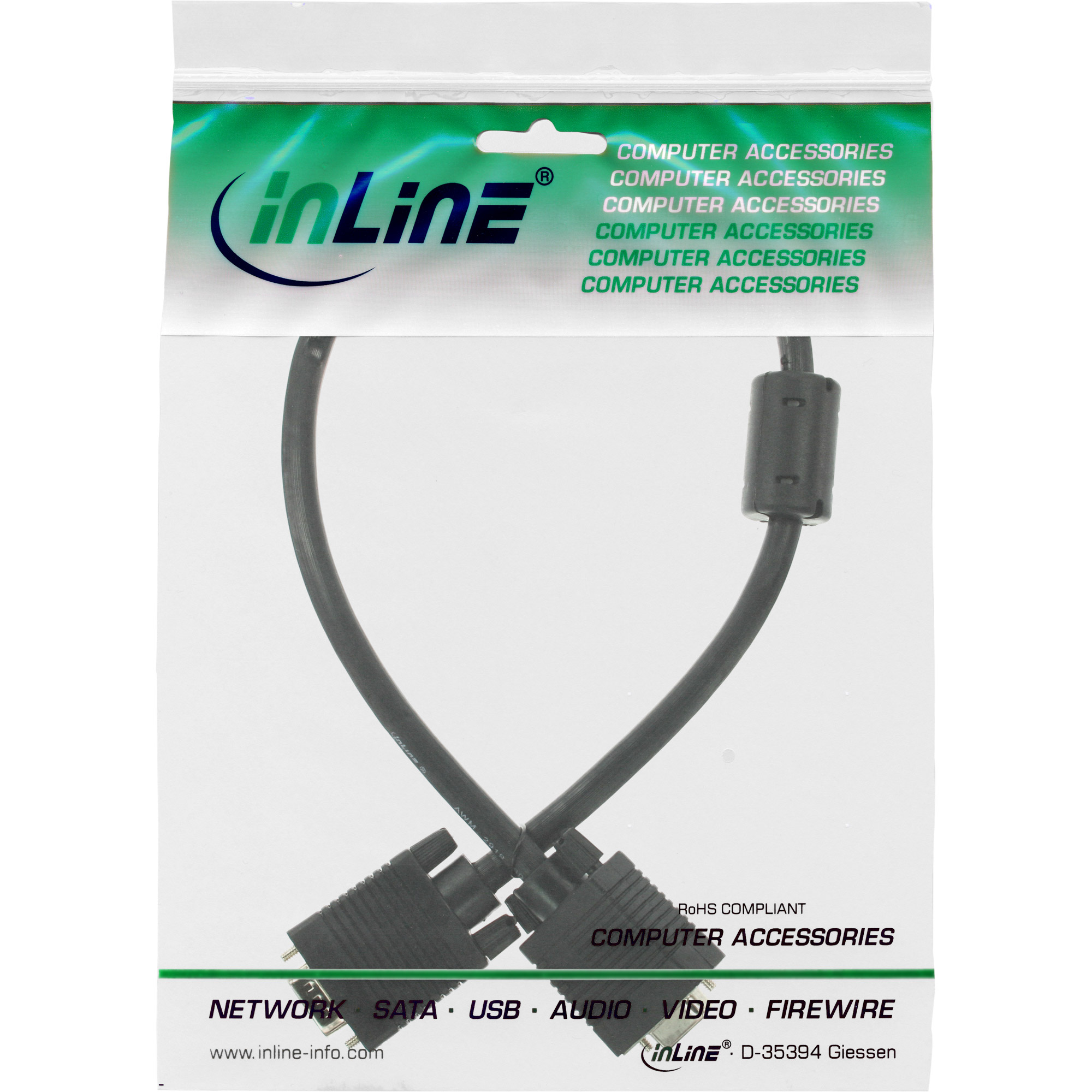 InLine S-VGA Extension Cable 15HD male / female black 0.3m