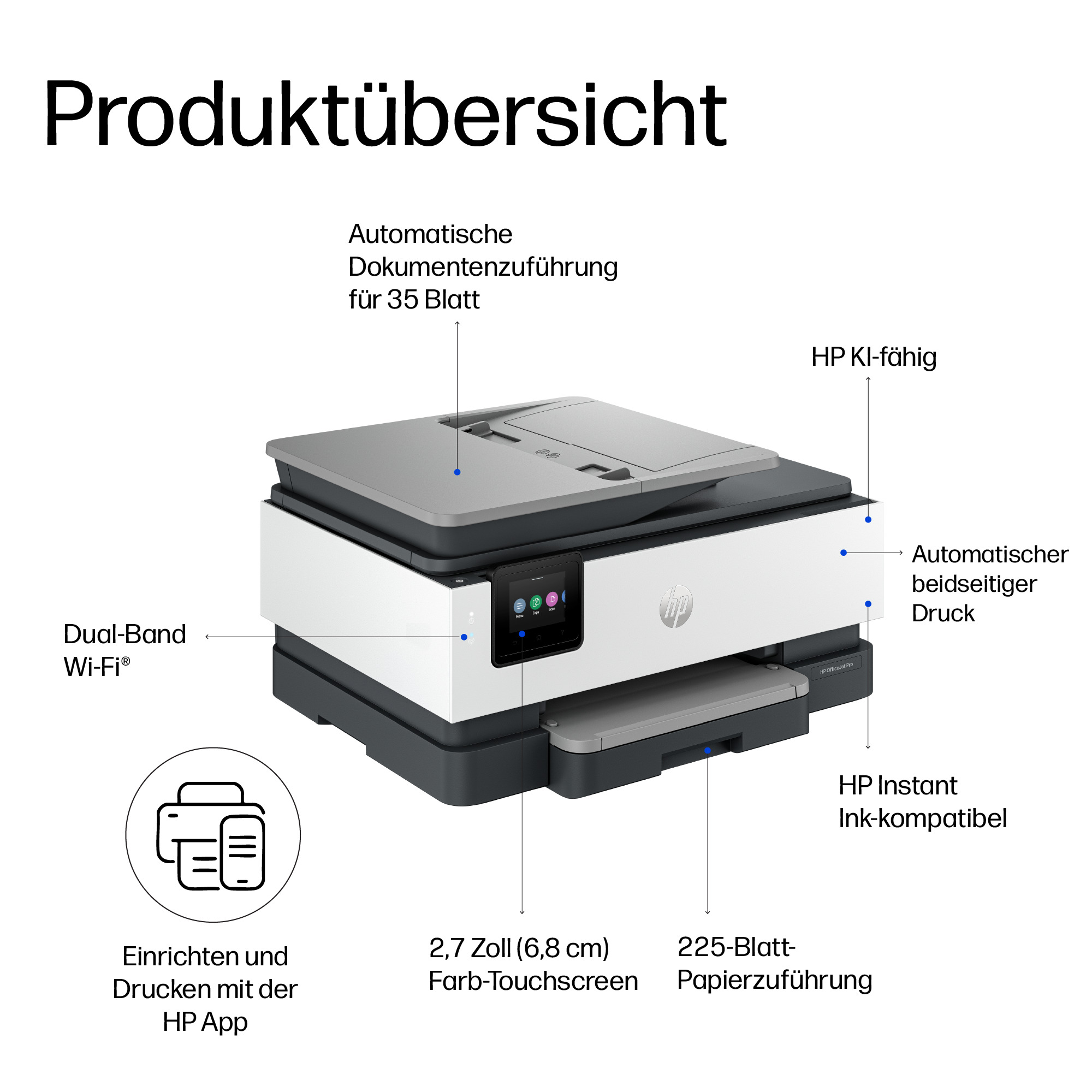 HP OfficeJet Pro 8132e Wireless All-in-One Colore Stampante, Instant Ink; Stampa fronte/retro