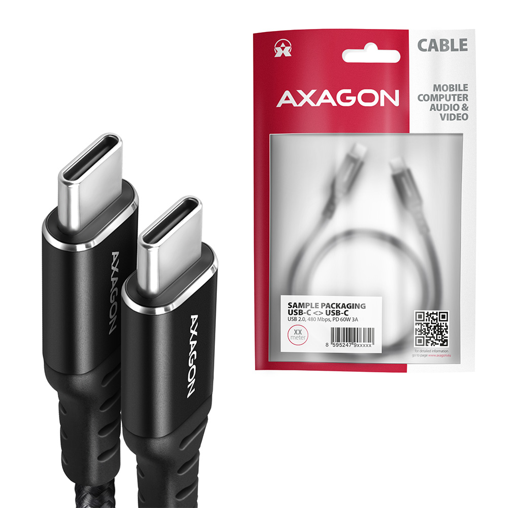 Axagon BUCM-CM20AB USB cable 2 m USB 2.0 USB C Black