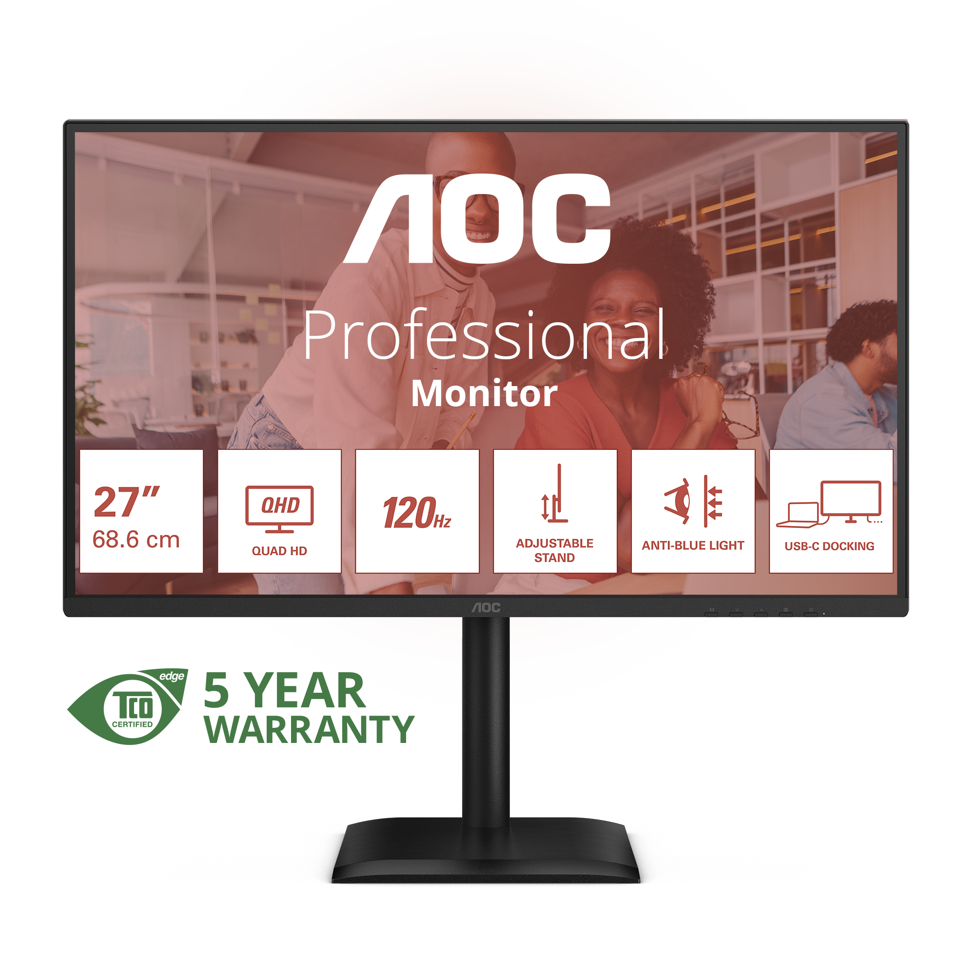 AOC E4 Q27E4CV computer monitor 68.6 cm (27) 2560 x 1440 pixels Quad HD LED Black