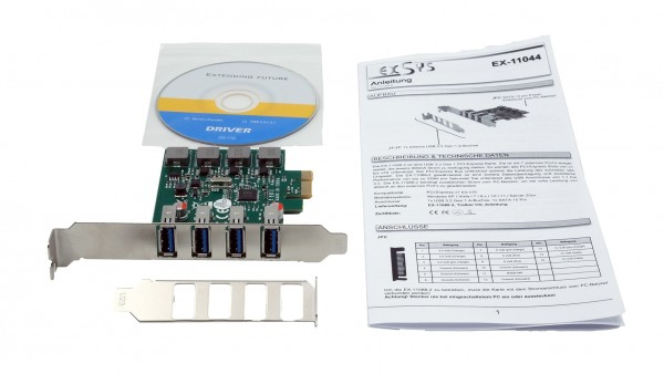 Exsys GmbH PCIe USB 3.2 Gen 1 Karte mit 4 Ports VIA Chip-Set EX-11044 - PCI-Express