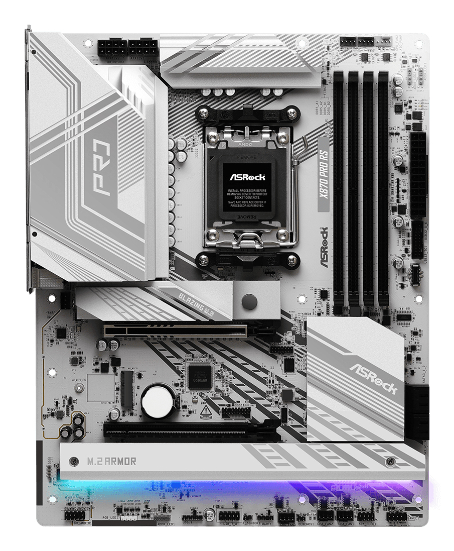ASRock X870 Pro RS - Motherboard - ATX - Socket AM5 - AMD X870 Chipsatz - USB4, USB 3.2 Gen 1, USB-C 3.2 Gen 2x2 - 2.5 Gigabit LAN - Onboard-Grafik (CPU erforderlich)