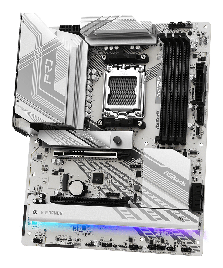 ASRock X870 Pro RS - Motherboard - ATX - Socket AM5 - AMD X870 Chipsatz - USB4, USB 3.2 Gen 1, USB-C 3.2 Gen 2x2 - 2.5 Gigabit LAN - Onboard-Grafik (CPU erforderlich)