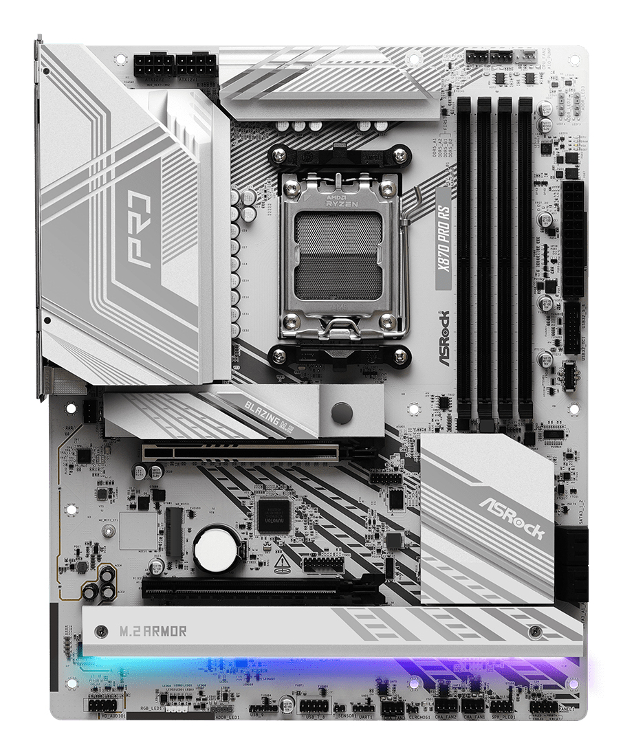 ASRock X870 Pro RS - Motherboard - ATX - Socket AM5 - AMD X870 Chipsatz - USB4, USB 3.2 Gen 1, USB-C 3.2 Gen 2x2 - 2.5 Gigabit LAN - Onboard-Grafik (CPU erforderlich)