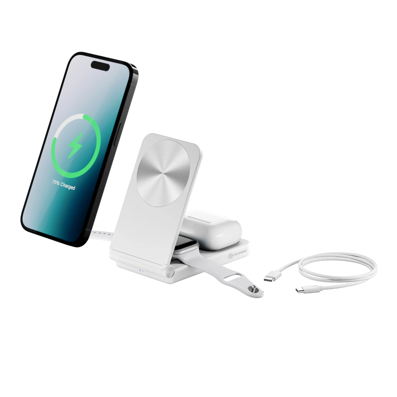 ALOGIC A31FWCWH Caricabatterie per dispositivi mobili Auricolare, Smartphone, Orologio intelligente, Orologio Bianco USB Carica wireless Ricarica rapida Interno