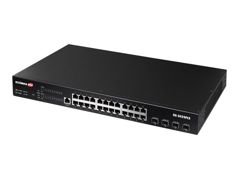 Edimax Switch Internet Intelligent Surveillance 24 ports Gigabit PoE+ avec 4 ports Uplink 10GbE SFP+