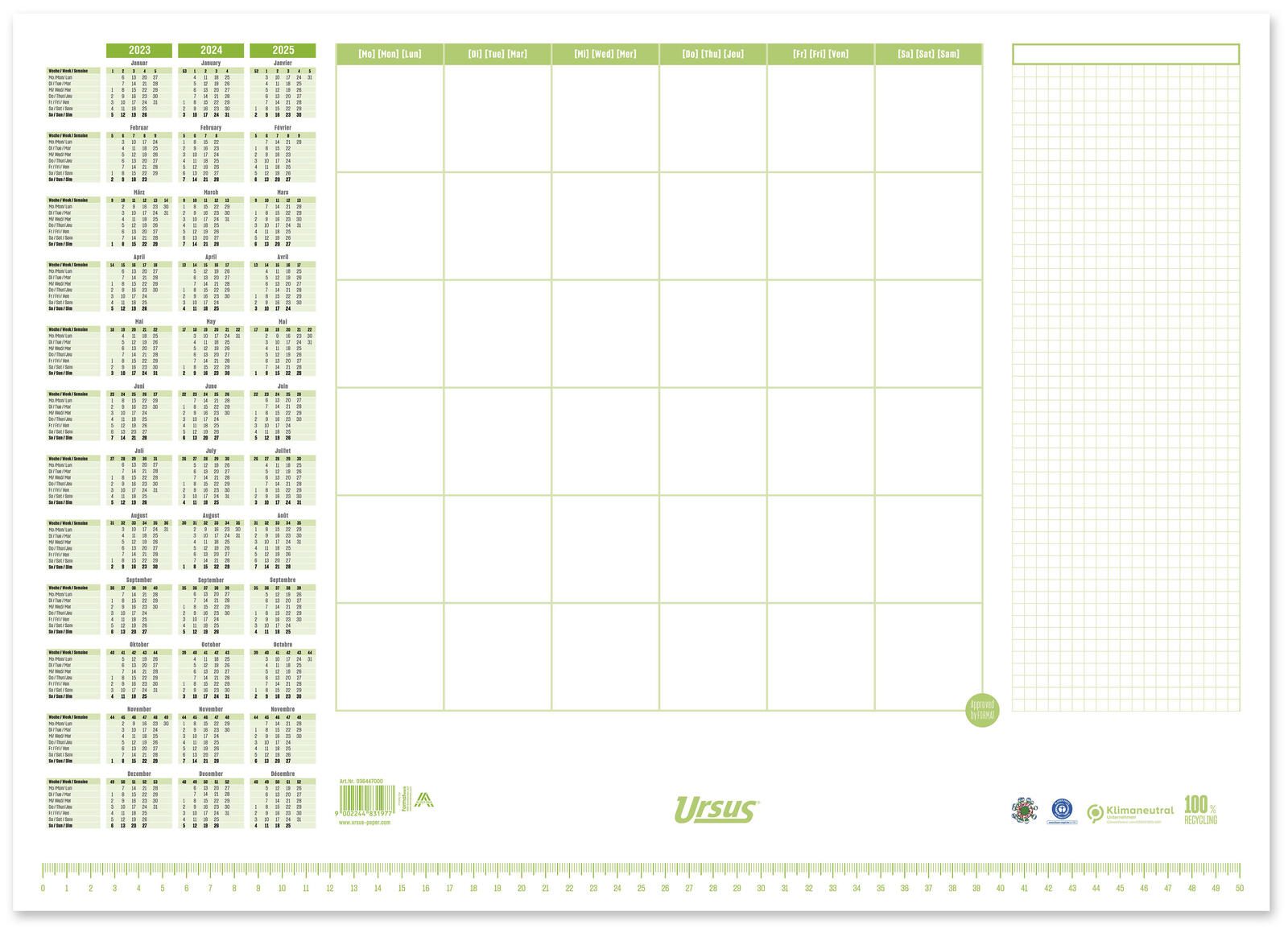 Ursus Schreibunterlage Papier wei 3Jahresbersicht 52.5x37.5cm 70g 30