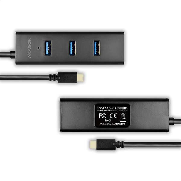 Axagon HUE-S2C interface hub USB 3.2 Gen 1 (3.1 Gen 1) Type-A 5000 Mbit/s Black