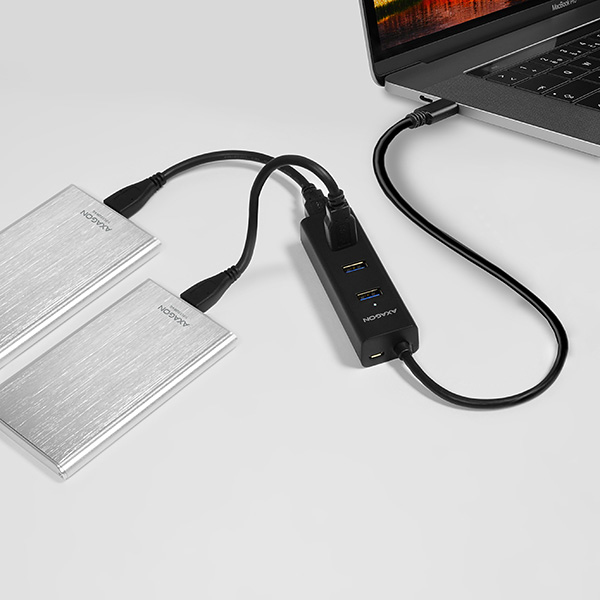 Axagon HUE-S2C interface hub USB 3.2 Gen 1 (3.1 Gen 1) Type-A 5000 Mbit/s Black