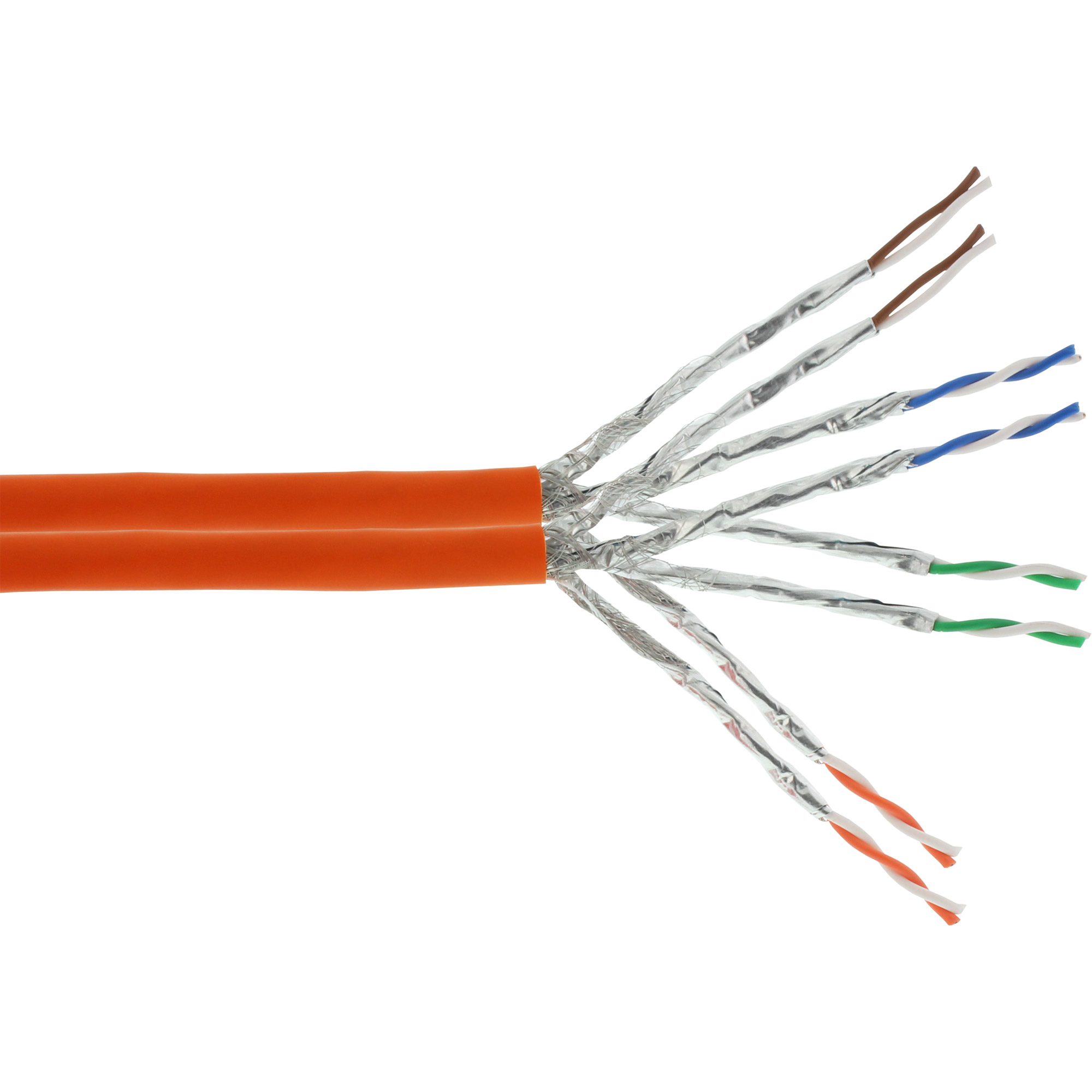 InLine Matassa Cavo Cat.7a Dupl., S/FTP(PiMF), CU, 1200MHz., halo., aranc., 50m