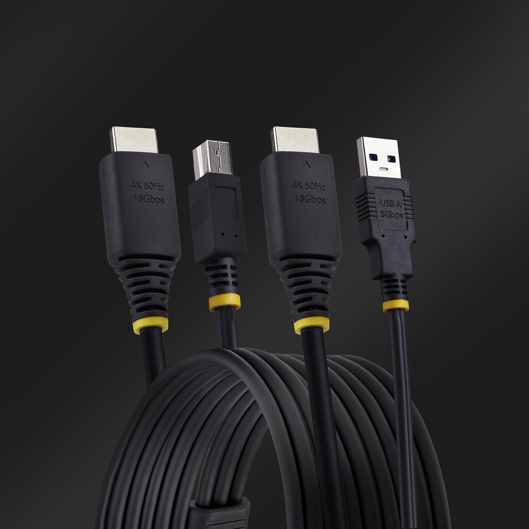 StarTech.com Cble KVM HDMI de 3 m et USB 5Gbps, 4K 60Hz, Cble Combo HDMI 2.0 et USB pour Commutateurs/Switchs KVM