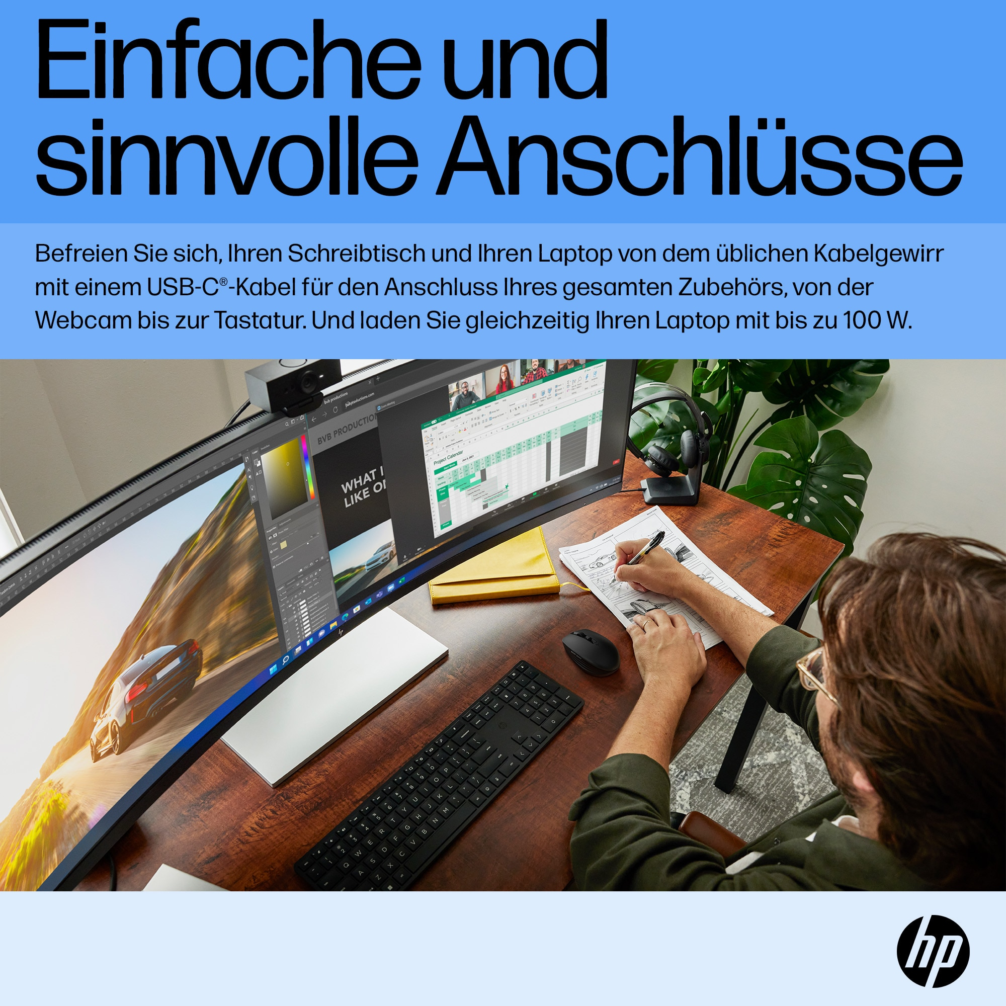 HP E45c G5 - E-Series - LED-Monitor - gebogen - 113 cm (44.5)