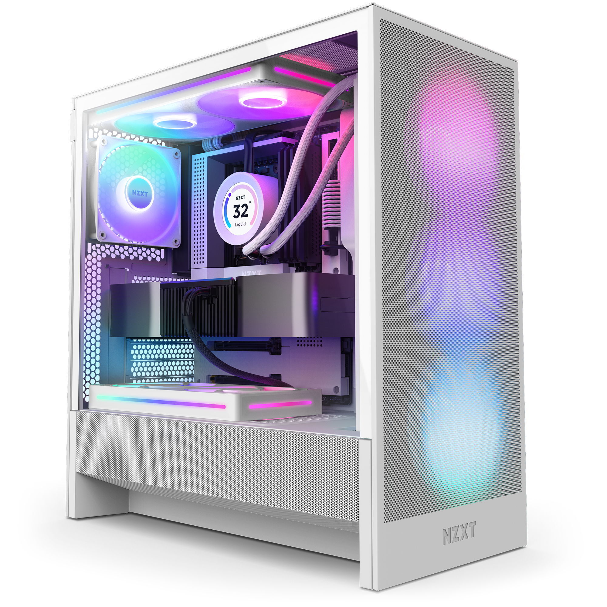 NZXT H series H5 Flow RGB - Mid tower - E-ATX - Seitenteil mit Fenster (geh�rtetes Glas)