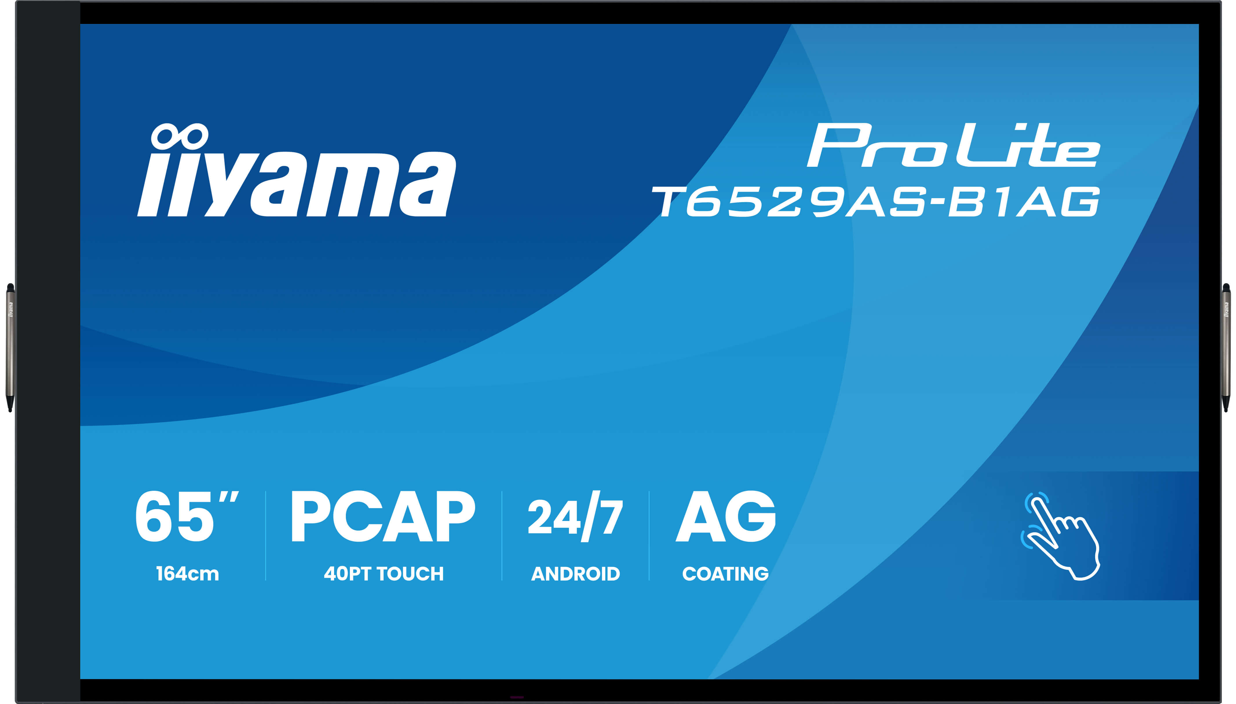 iiyama T6529AS-B1AG Signage Display Interactive flat panel 163.8 cm (64.5) LED Wi-Fi 500 cd/m� 4K Ultra HD Black Touchscreen Built-in processor Android 24/7