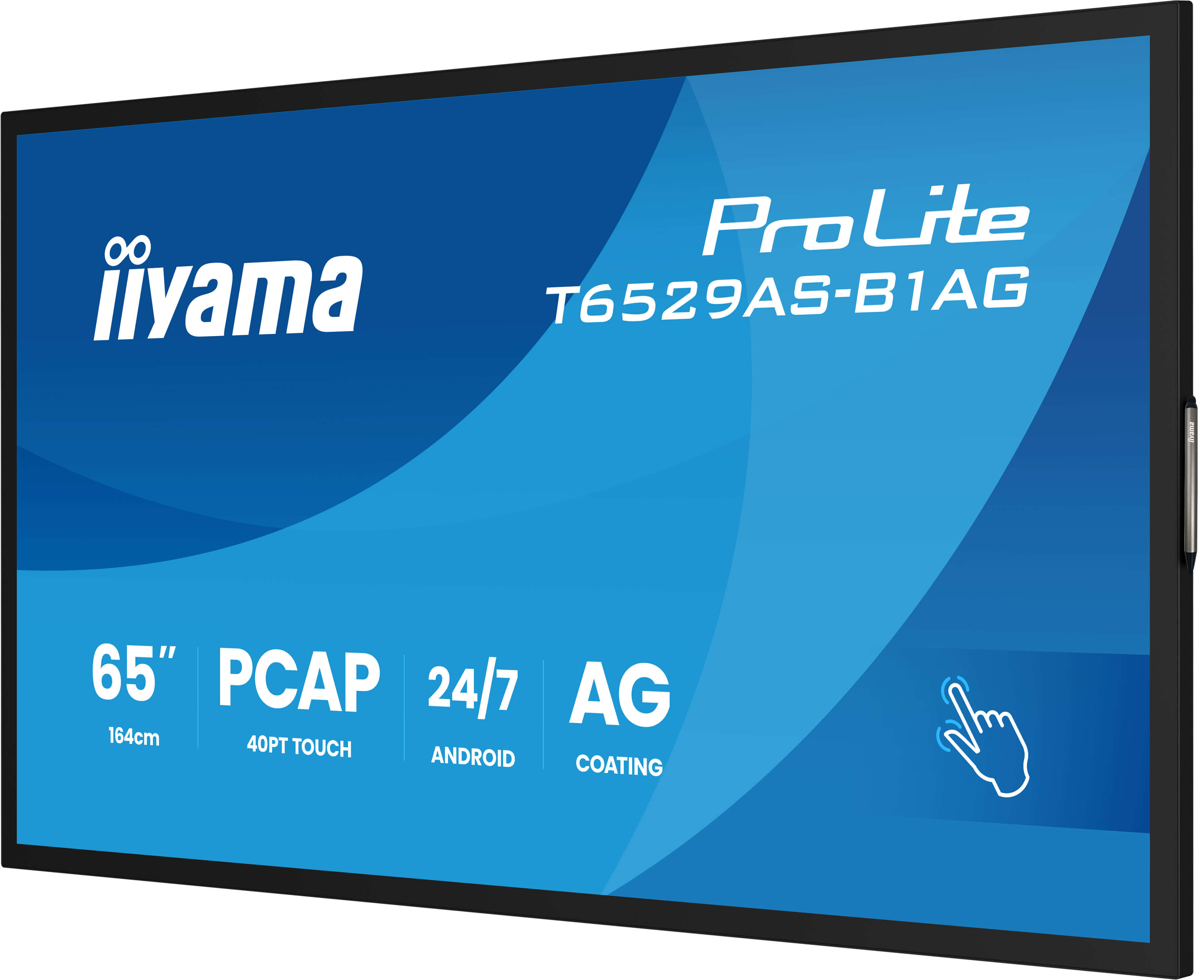 iiyama T6529AS-B1AG Signage Display Interactive flat panel 163.8 cm (64.5) LED Wi-Fi 500 cd/m� 4K Ultra HD Black Touchscreen Built-in processor Android 24/7