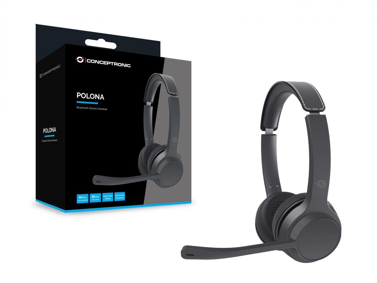 Conceptronic POLONA04B auricular y casco Auriculares Inalmbrico y almbrico Diadema Llamadas/Msica USB Tipo C Bluetooth Negro