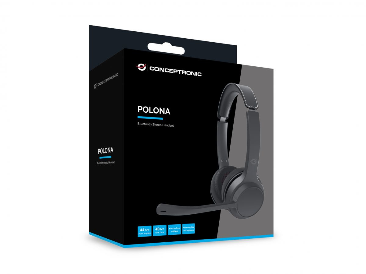 Conceptronic POLONA04B auricular y casco Auriculares Inalmbrico y almbrico Diadema Llamadas/Msica USB Tipo C Bluetooth Negro