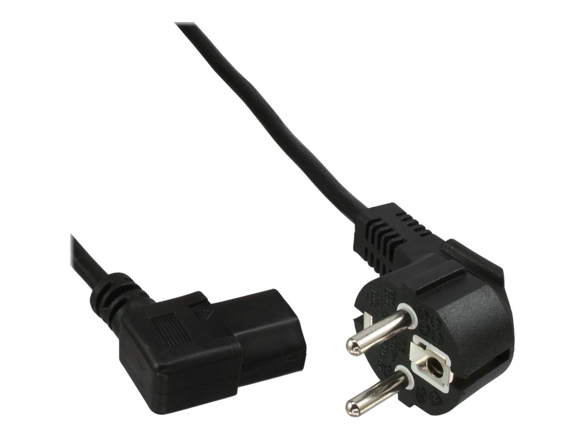 InLine Stromkabel - CEE 7/7 (M) gewinkelt zu IEC 60320 C13 links gewinkelt - 1.8 m - Schwarz (Packung mit 35)