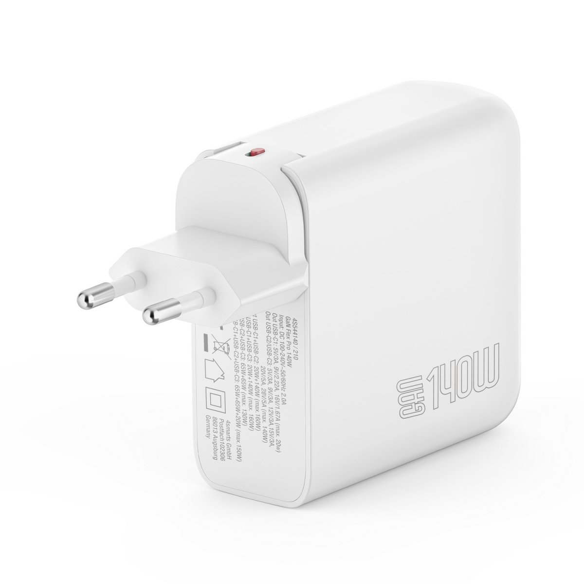 4smarts 4S544140  4smarts Netzteil - 140 Watt - 5 A - Fast Charge, PD 2.0,  PD 3.0, QC 3.0, QC 4+, Super Charge, Power Delivery 3.1, Apple 2.4A, PD/PPS