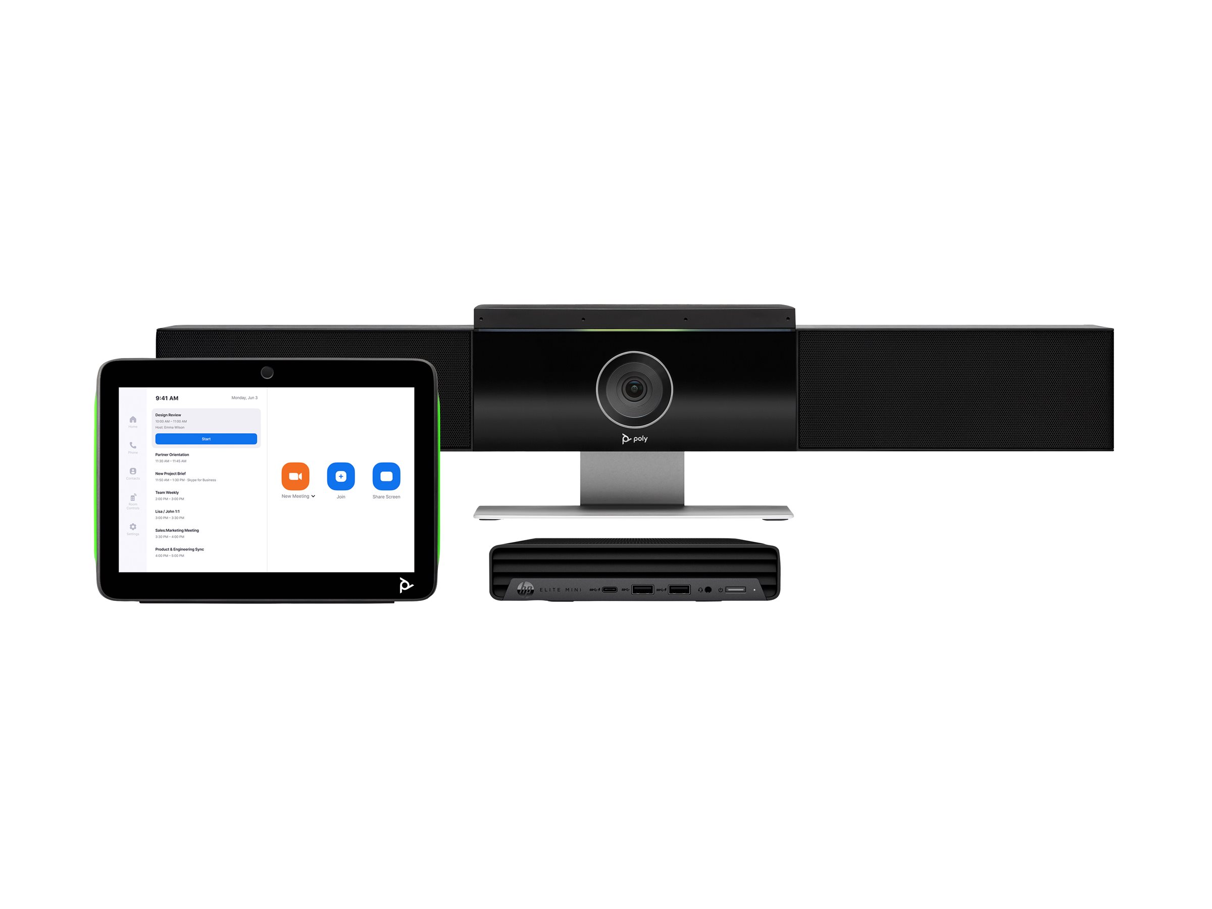 Poly Studio Medium Room Bundle - F�r Zoom Rooms - Kit f�r Videokonferenzen (Poly Studio USB-Videoleiste, Poly TC10 Touchcontroller, HP Mini Conferencing PC)