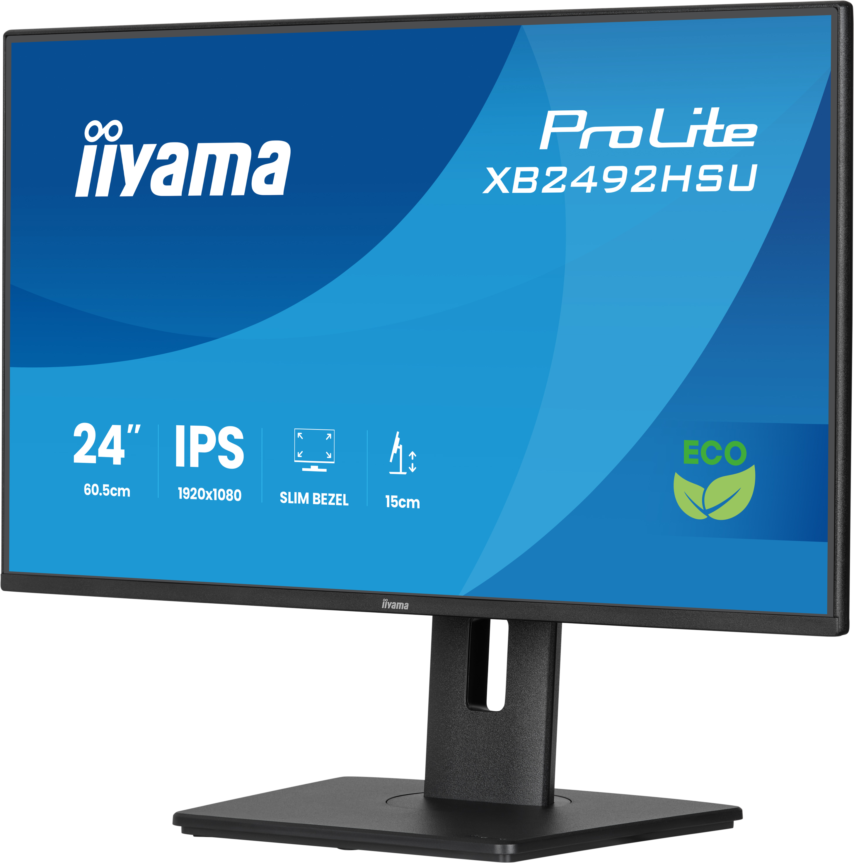 iiyama ProLite 24 IPS Full HD panel with 4-side slim bezel, B energy class and height adjustable stand