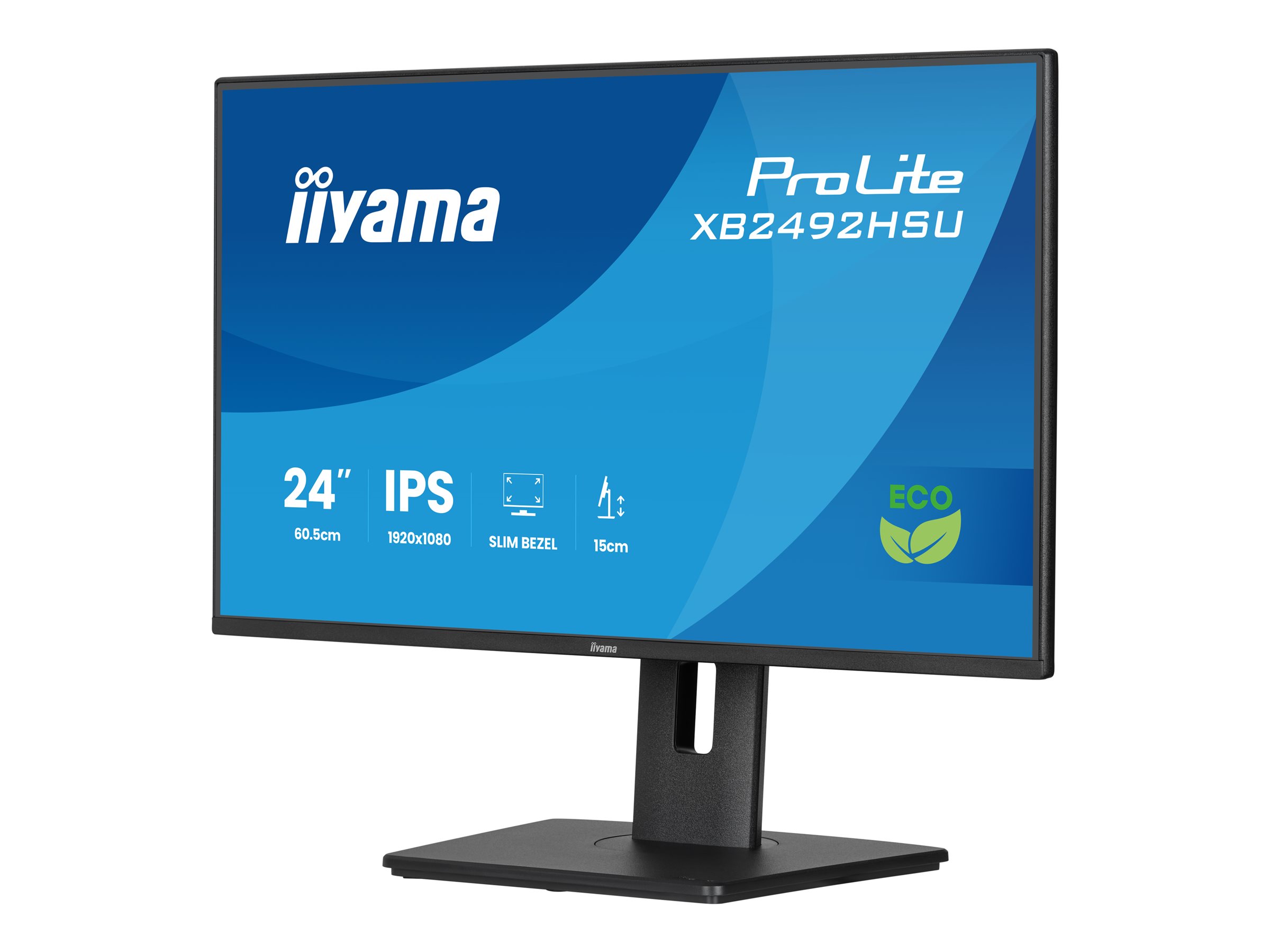 iiyama ProLite 24 IPS Full HD panel with 4-side slim bezel, B energy class and height adjustable stand