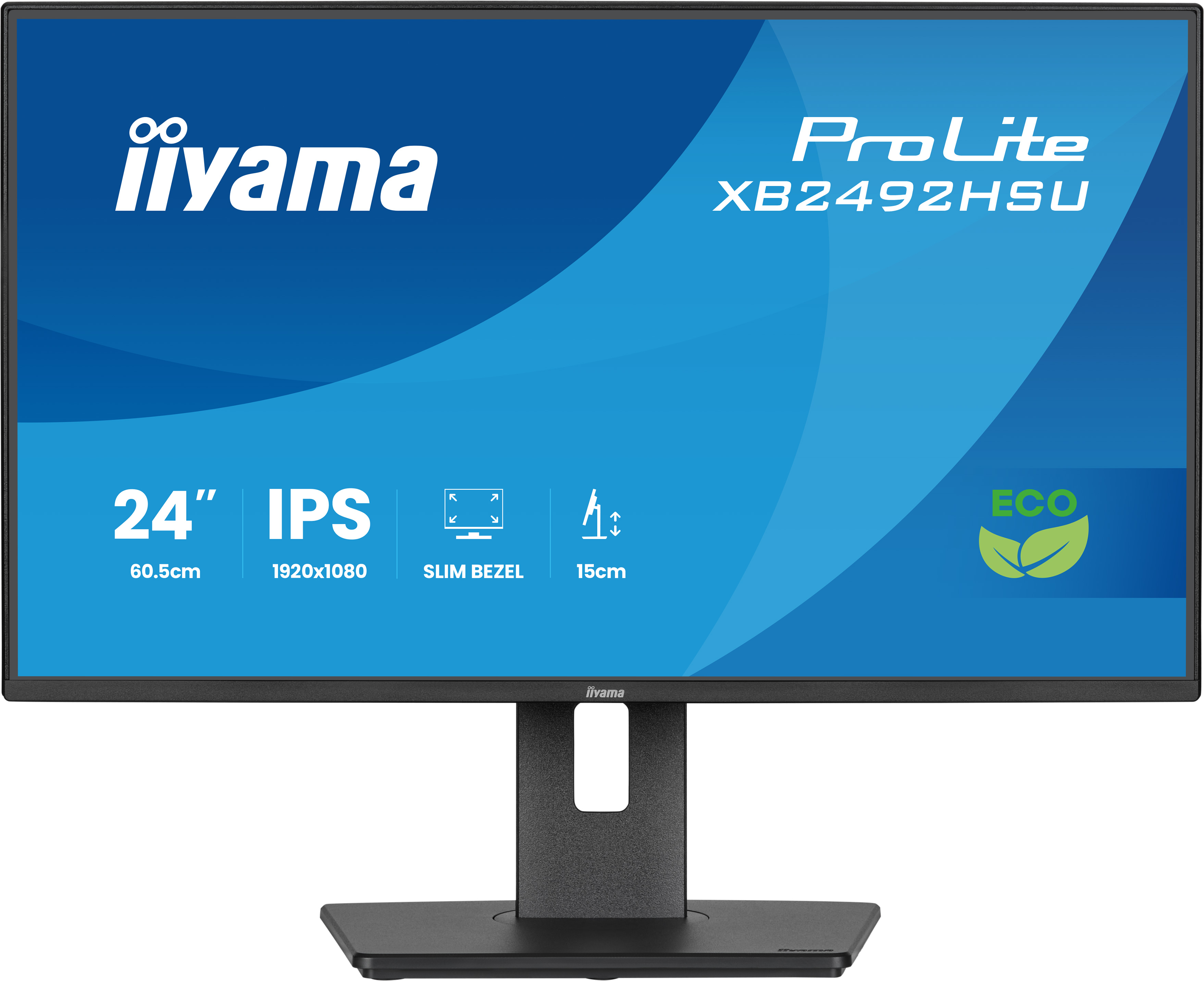 iiyama ProLite 24 IPS Full HD panel with 4-side slim bezel, B energy class and height adjustable stand