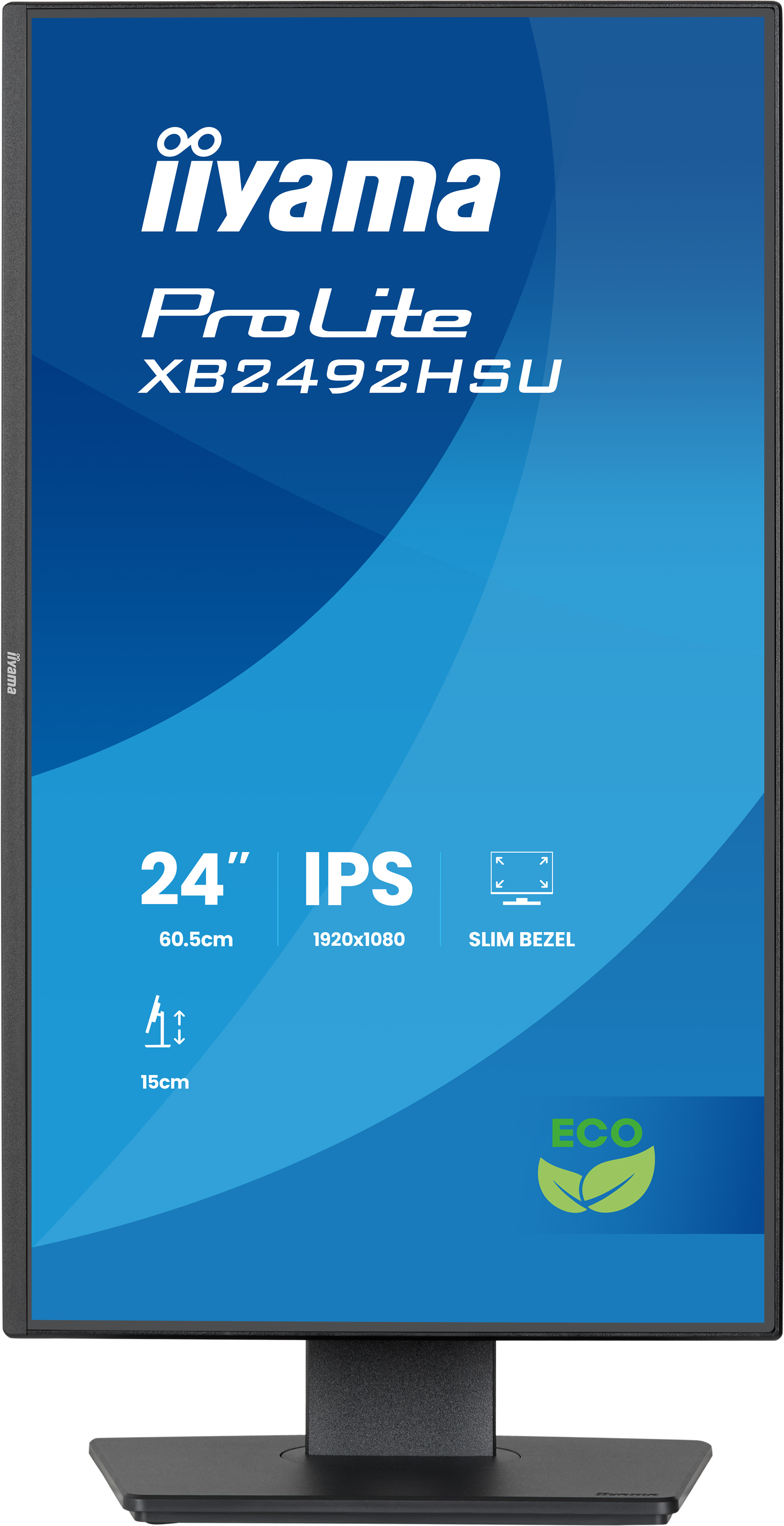 iiyama ProLite 24 IPS Full HD panel with 4-side slim bezel, B energy class and height adjustable stand