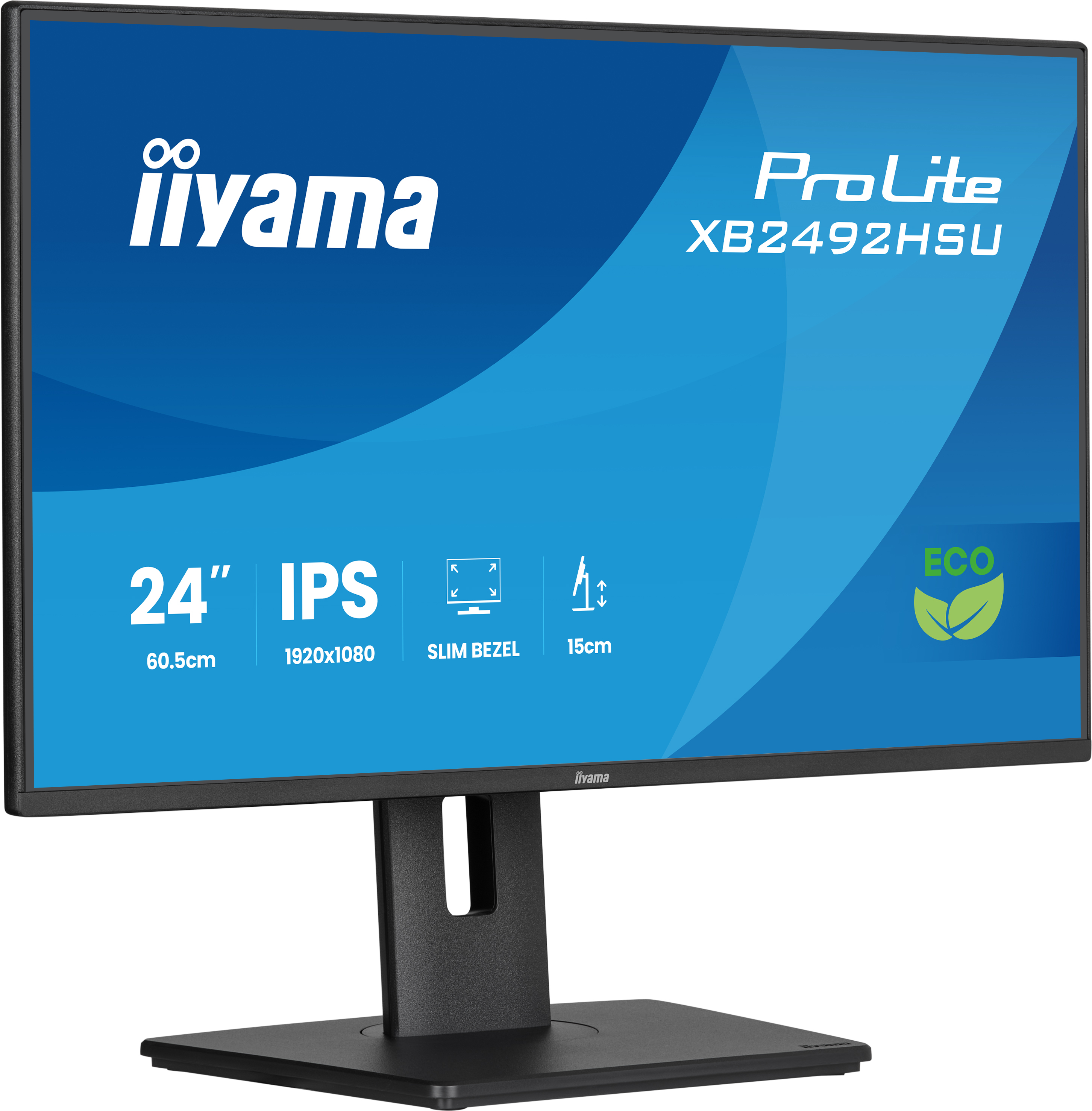 iiyama ProLite 24 IPS Full HD panel with 4-side slim bezel, B energy class and height adjustable stand