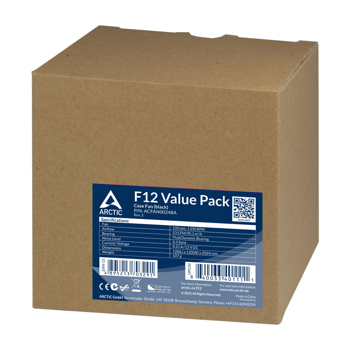 ARCTIC F12 Carcasa del ordenador Ventilador 12 cm Negro 5 pieza(s)