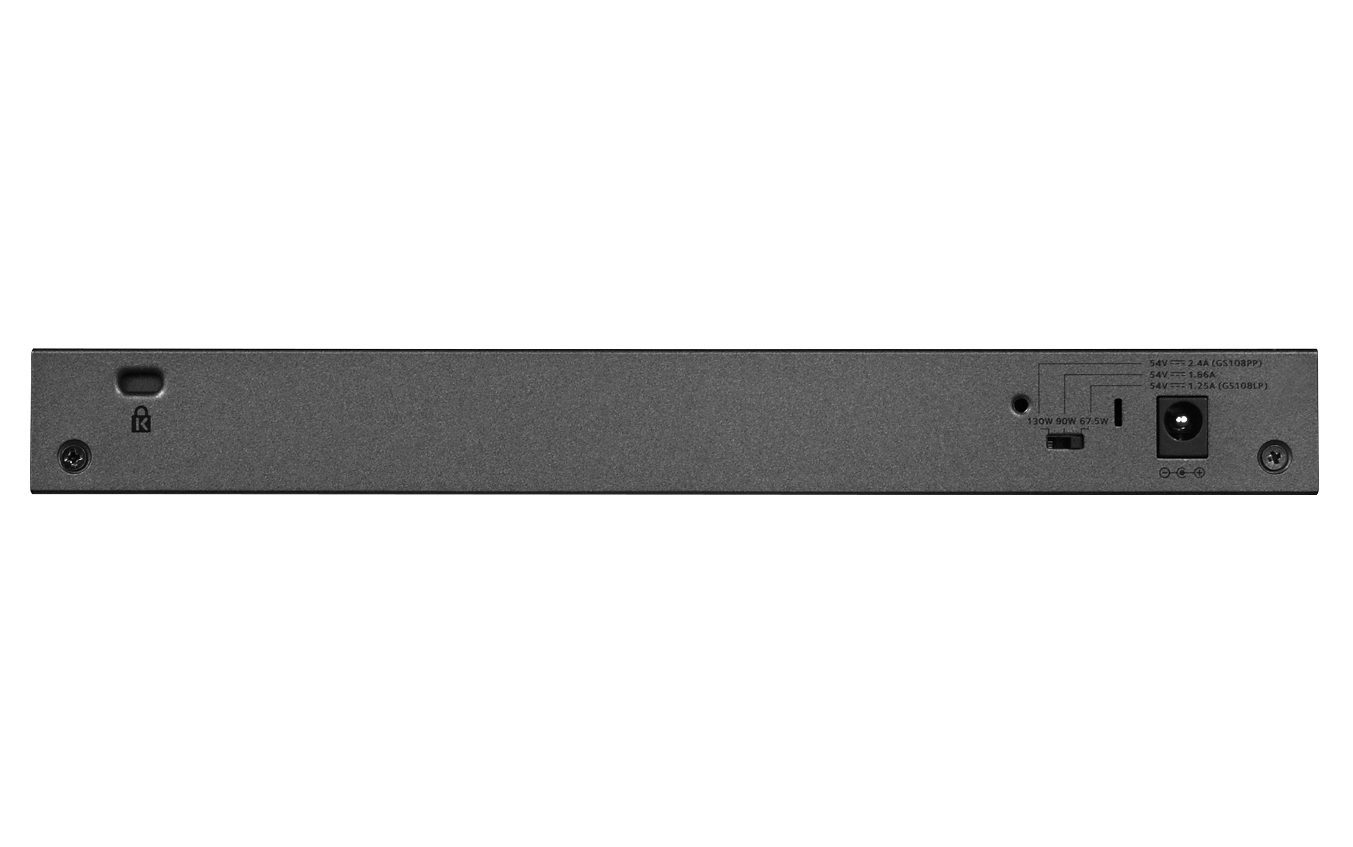NETGEAR GS108LP No administrado Gigabit Ethernet (10/100/1000) Energa sobre Ethernet (PoE) 1U Negro, Gris