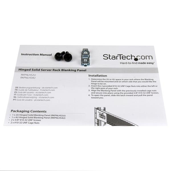 StarTech.com 2U Hinged Solid Blank Rack Panel