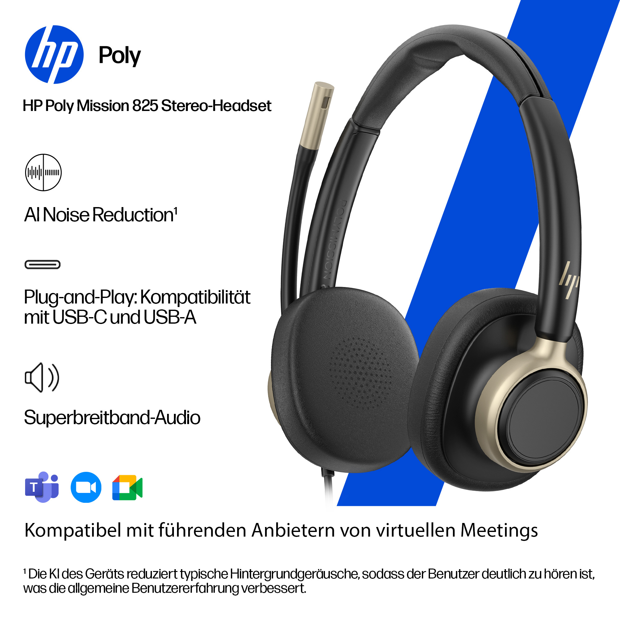 Poly HP Poly Mission 825 - Mission 800 Series - Headset