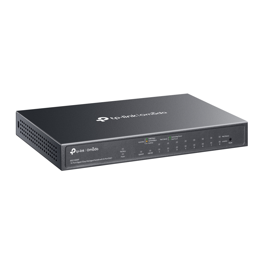 TP-Link Omada ES210GMP commutateur r�seau G�r� Gigabit Ethernet (10/100/1000) Connexion Ethernet, supportant lalimentation via ce port (PoE) Noir