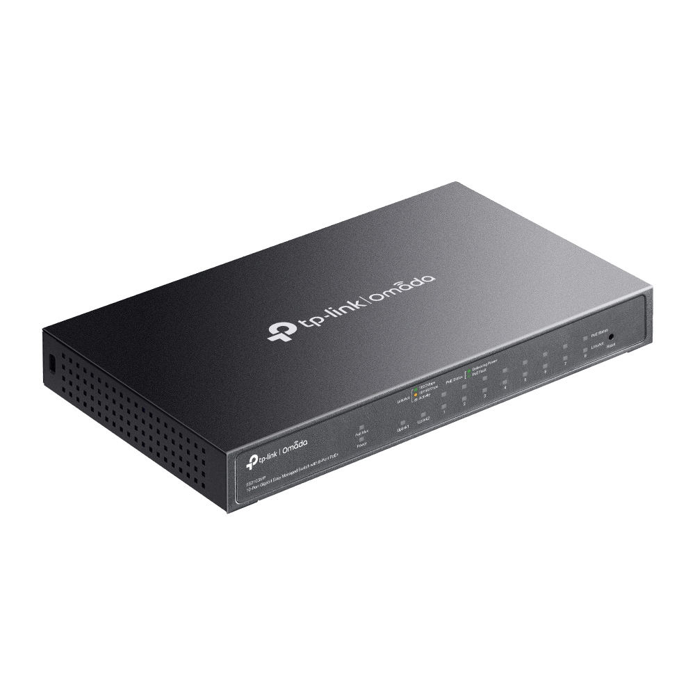 TP-Link Omada ES210GMP commutateur r�seau G�r� Gigabit Ethernet (10/100/1000) Connexion Ethernet, supportant lalimentation via ce port (PoE) Noir