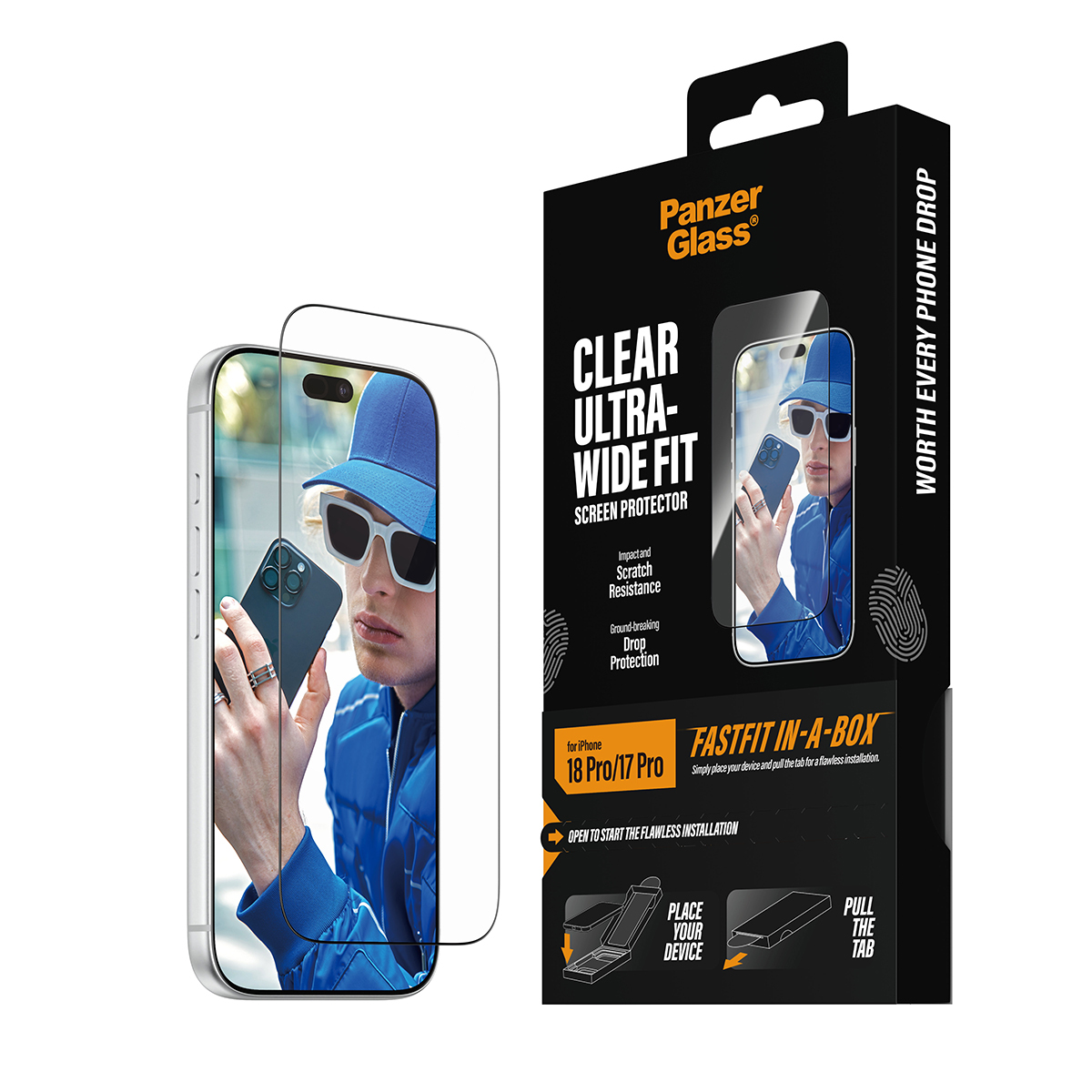 PanzerGlass Bildschirmschutz f�r Handy - ultra-breite Passform mit FASTFIT IN-A-BOX
