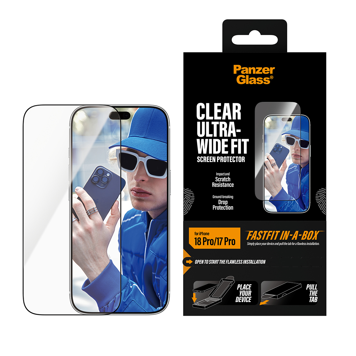 PanzerGlass Bildschirmschutz f�r Handy - ultra-breite Passform mit FASTFIT IN-A-BOX