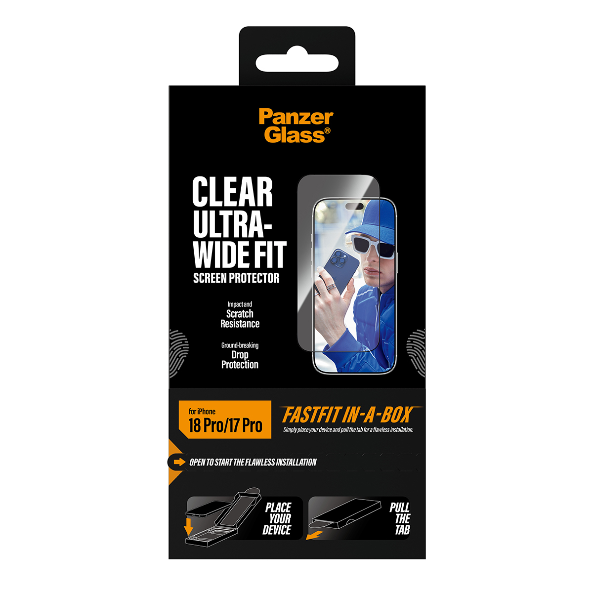 PanzerGlass Bildschirmschutz f�r Handy - ultra-breite Passform mit FASTFIT IN-A-BOX
